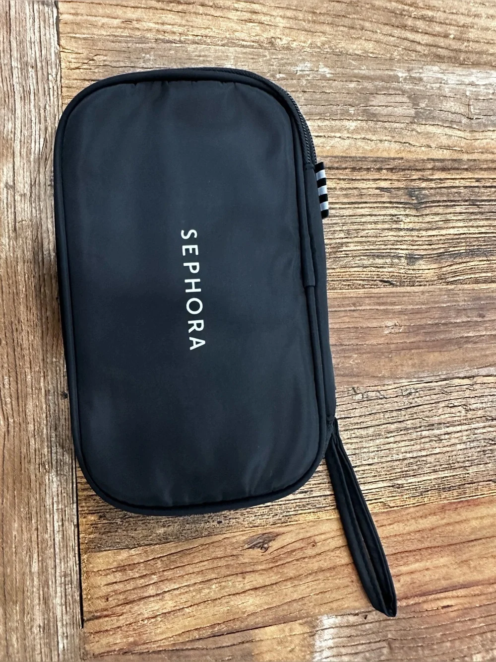 Sephora Black Cosmetic Travel Pouch with White Logo